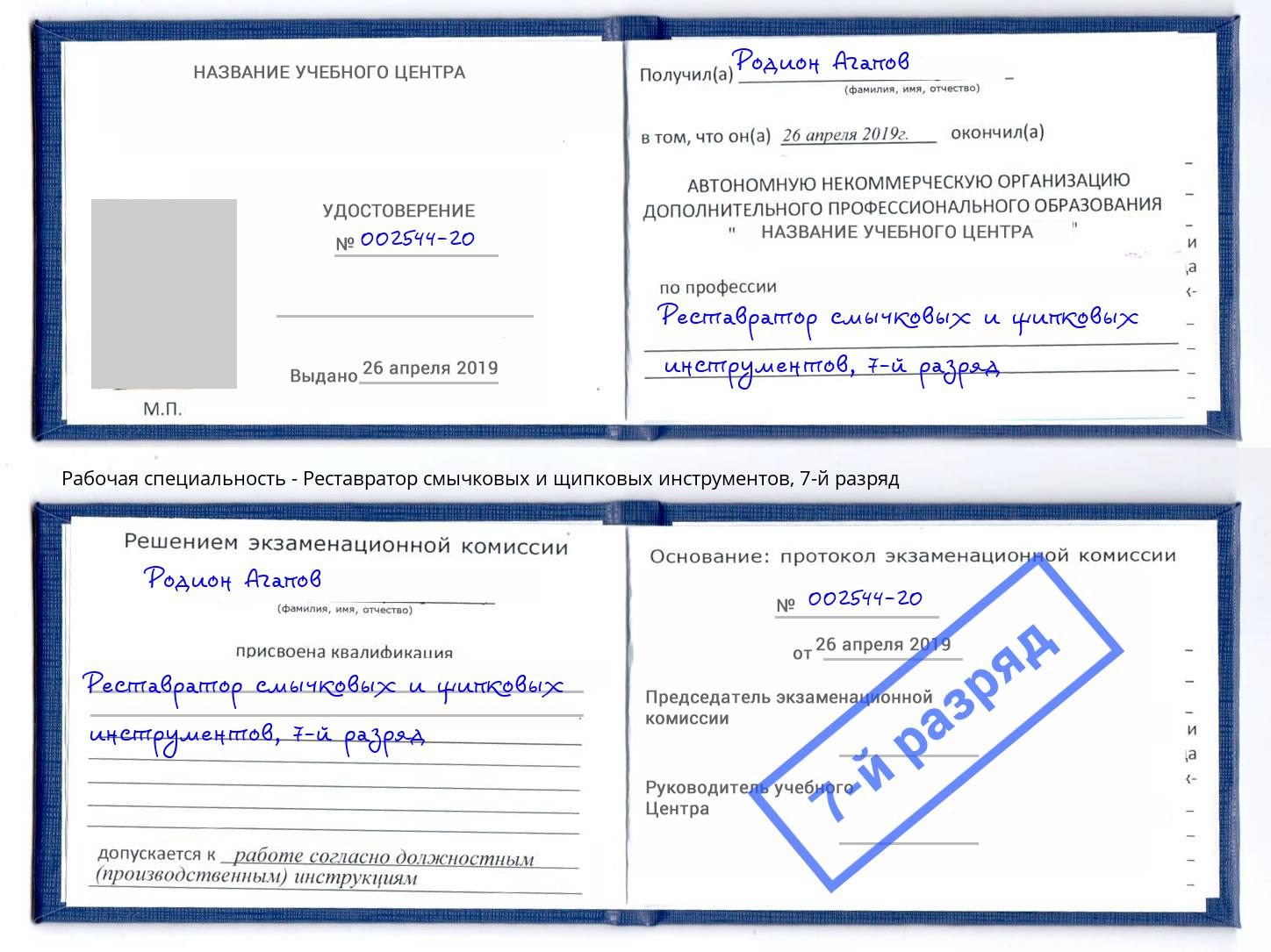 корочка 7-й разряд Реставратор смычковых и щипковых инструментов Уссурийск