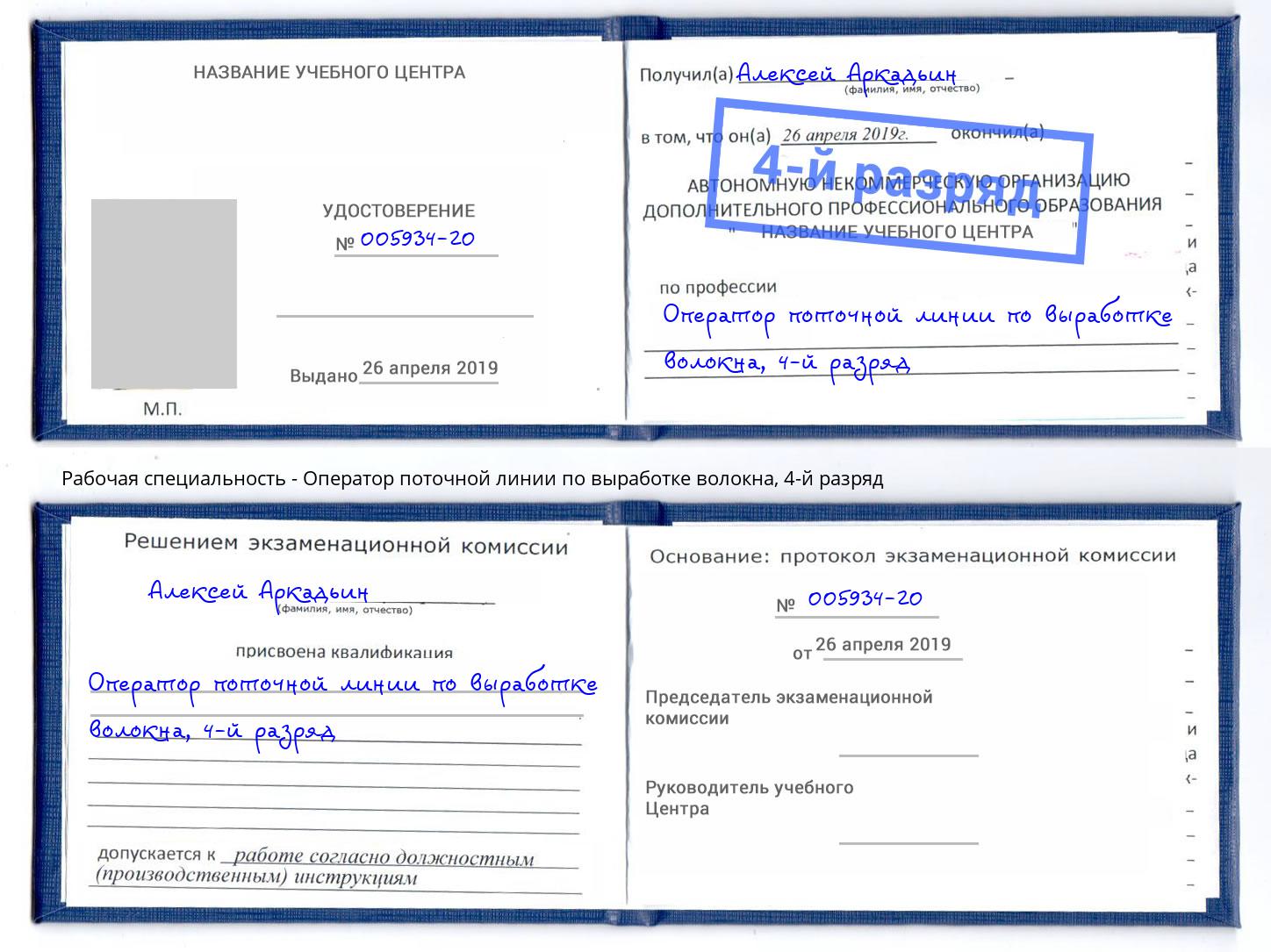 корочка 4-й разряд Оператор поточной линии по выработке волокна Уссурийск