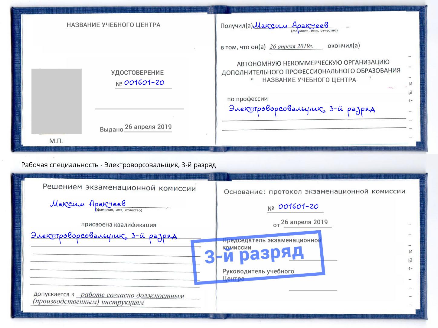 корочка 3-й разряд Электроворсовальщик Уссурийск